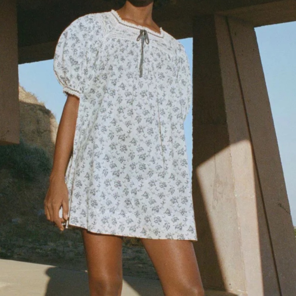 Doen Cadeau dress in songbird toile